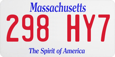 MA license plate 298HY7