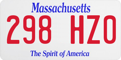 MA license plate 298HZ0