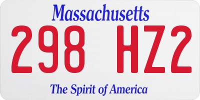 MA license plate 298HZ2