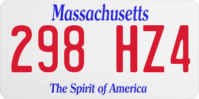 MA license plate 298HZ4