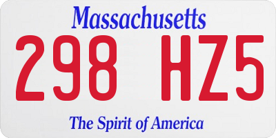 MA license plate 298HZ5