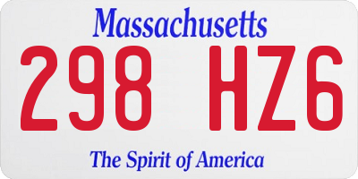 MA license plate 298HZ6