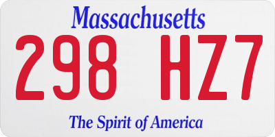 MA license plate 298HZ7