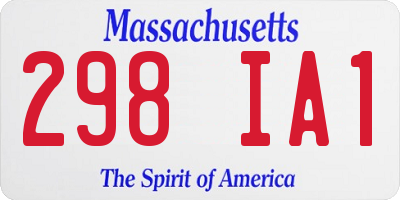 MA license plate 298IA1