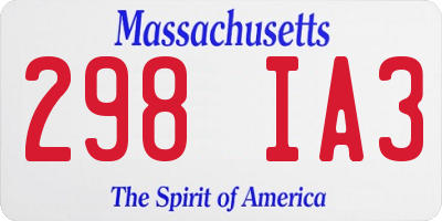 MA license plate 298IA3