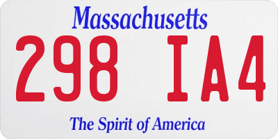 MA license plate 298IA4
