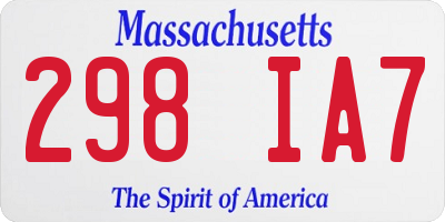 MA license plate 298IA7
