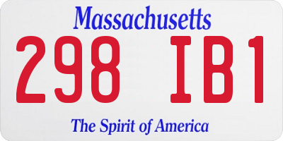MA license plate 298IB1