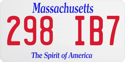 MA license plate 298IB7