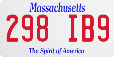 MA license plate 298IB9