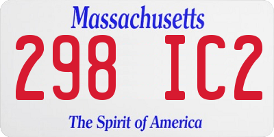 MA license plate 298IC2