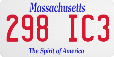 MA license plate 298IC3