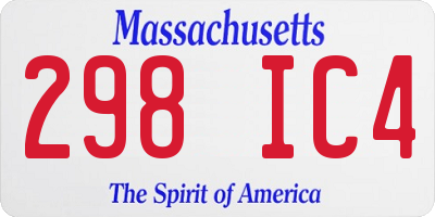MA license plate 298IC4