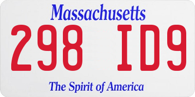 MA license plate 298ID9