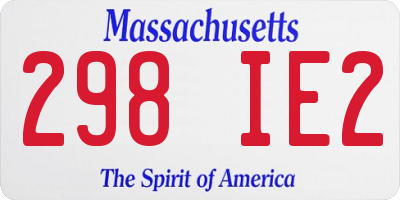 MA license plate 298IE2