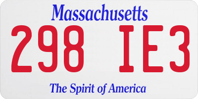 MA license plate 298IE3