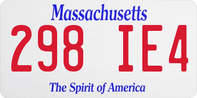 MA license plate 298IE4