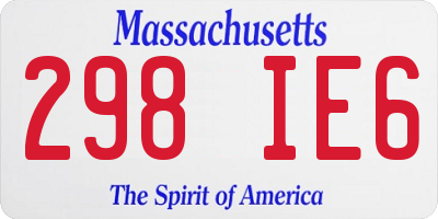 MA license plate 298IE6