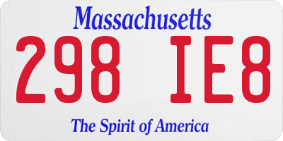 MA license plate 298IE8