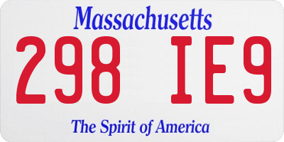 MA license plate 298IE9