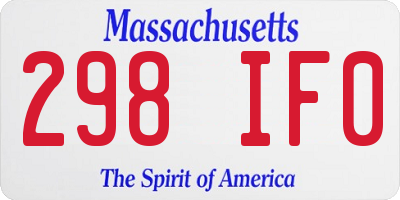 MA license plate 298IF0