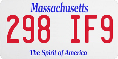 MA license plate 298IF9