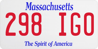 MA license plate 298IG0