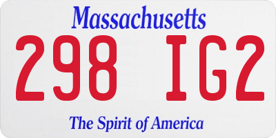 MA license plate 298IG2