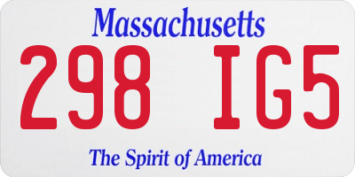 MA license plate 298IG5