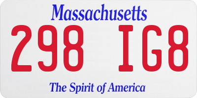 MA license plate 298IG8