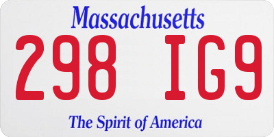 MA license plate 298IG9