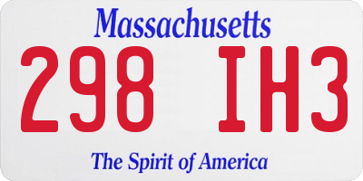 MA license plate 298IH3