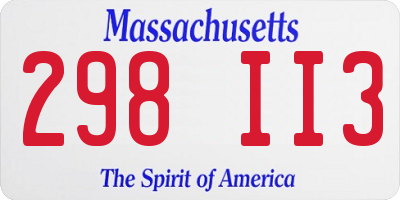 MA license plate 298II3