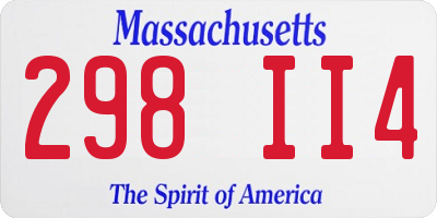 MA license plate 298II4