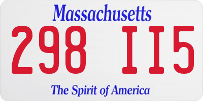 MA license plate 298II5