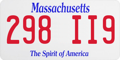 MA license plate 298II9