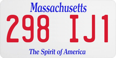MA license plate 298IJ1