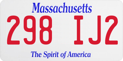 MA license plate 298IJ2