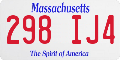 MA license plate 298IJ4