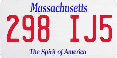 MA license plate 298IJ5