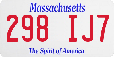 MA license plate 298IJ7