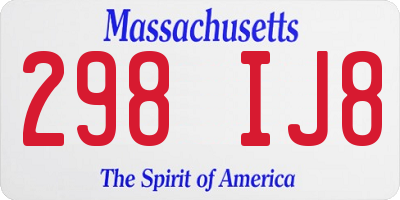 MA license plate 298IJ8