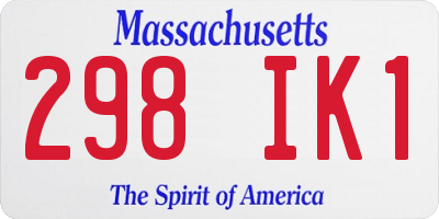 MA license plate 298IK1
