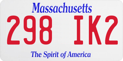 MA license plate 298IK2