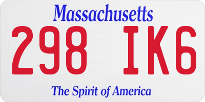 MA license plate 298IK6