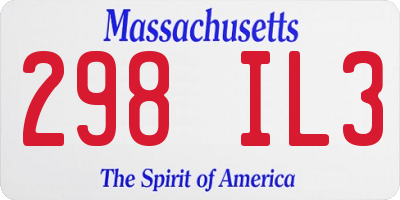 MA license plate 298IL3