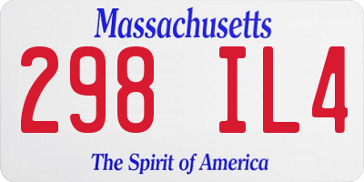 MA license plate 298IL4