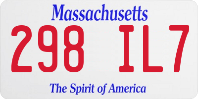 MA license plate 298IL7