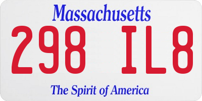 MA license plate 298IL8