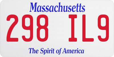 MA license plate 298IL9